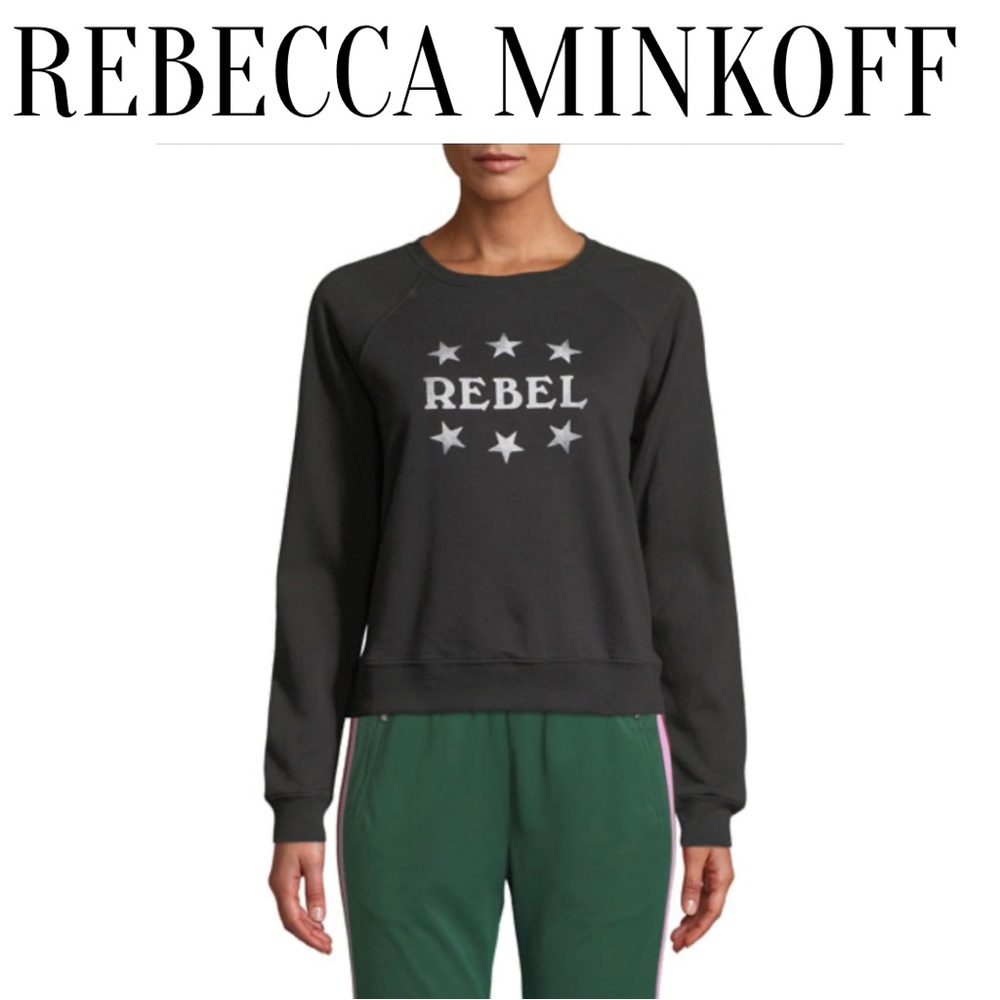 Rebecca Minkoff Rebel Print Pullover Black Sweatshirt